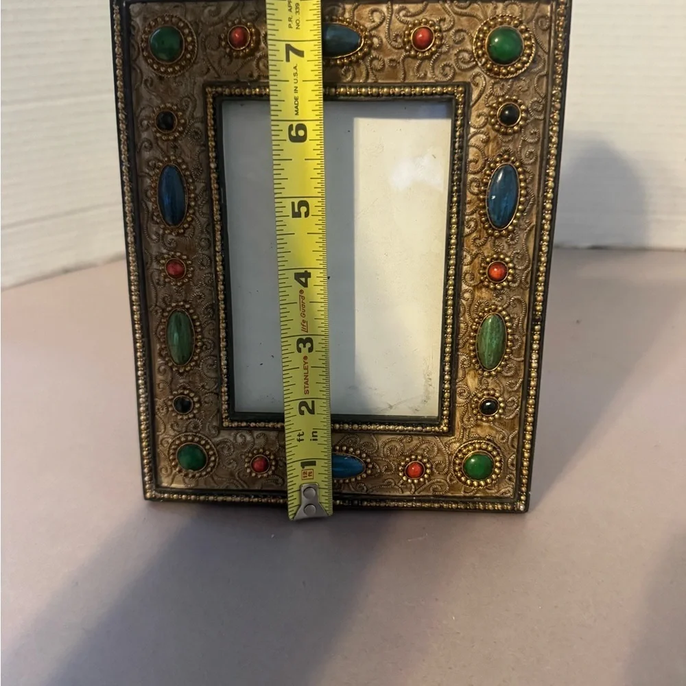 Elegant Gold and Multicolor Beaded Photo Frame